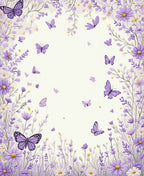 Lavender Floral Butterfly Garden Design Rug