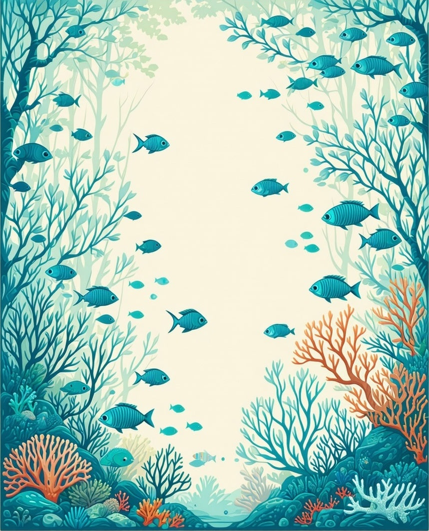 Ocean Coral Fish Branch Design Rug