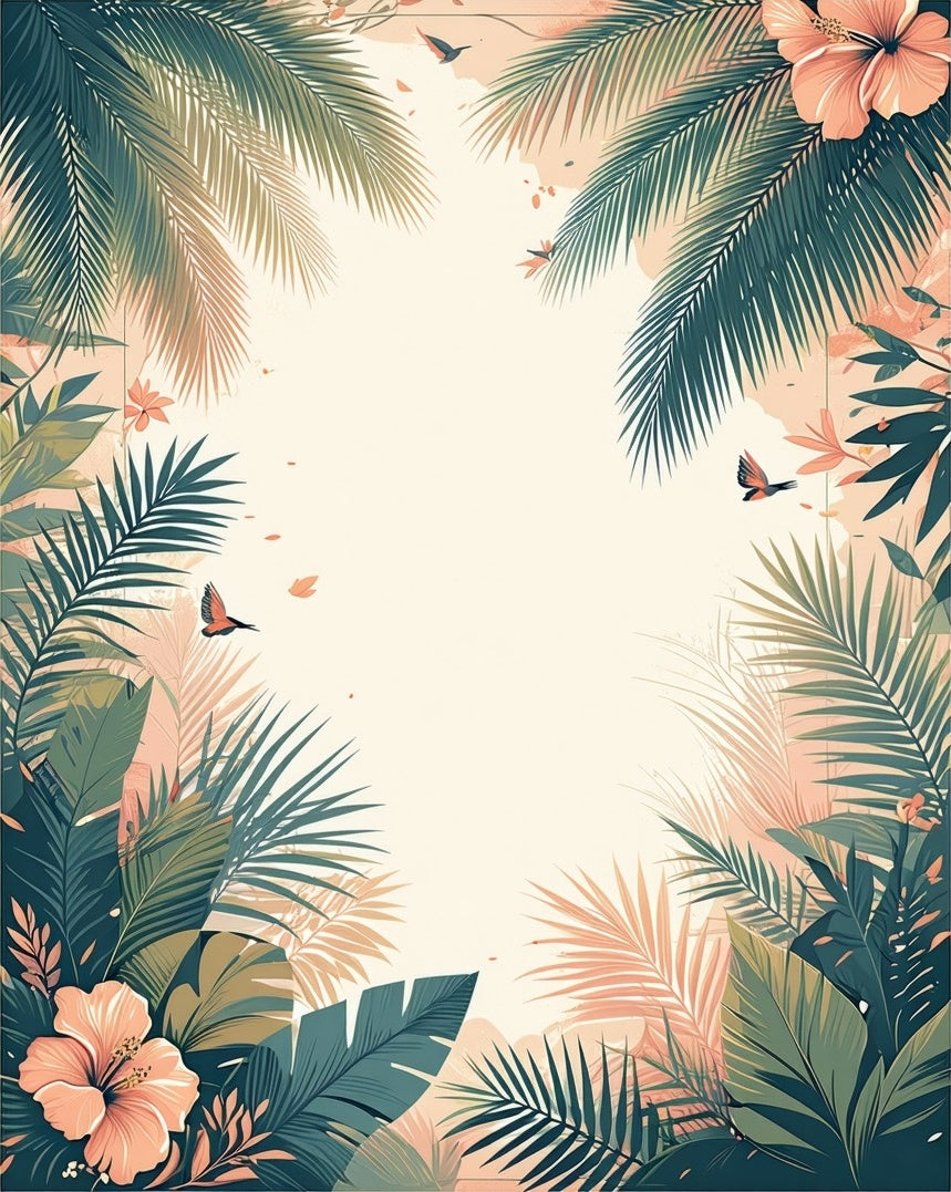 Tropical Leaf Floral Pattern Rug