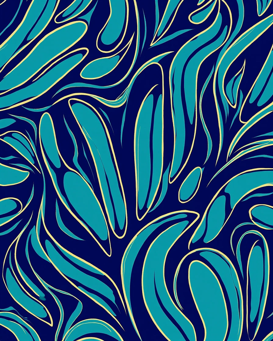 Deep Blue Flowing Abstract Pattern Rug