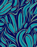 Deep Blue Flowing Abstract Pattern Rug