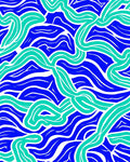 Abstract Blue Aqua Wavy Stripes Rug