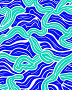 Abstract Blue Aqua Wavy Stripes Rug