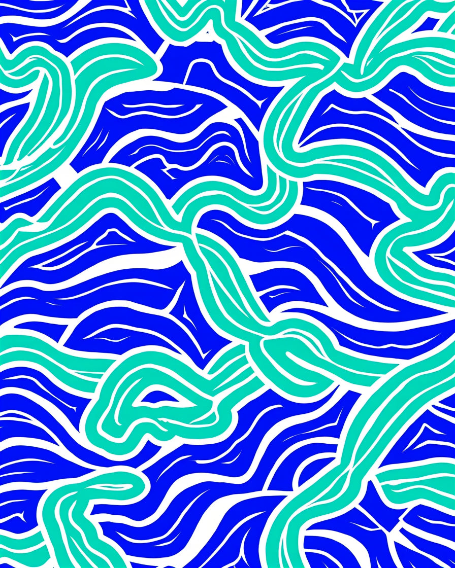 Abstract Blue Aqua Wavy Stripes Rug