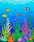 Bright Underwater Fish Coral Pattern Rug