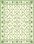Green Botanical Floral Lattice Rug