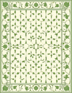 Green Botanical Floral Lattice Rug