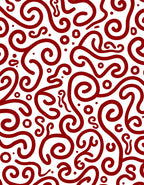 Whimsical Red Swirls Abstract Pattern Rug