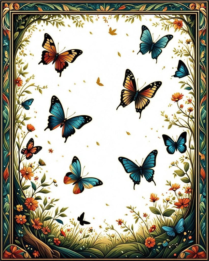 Enchanting Butterfly Floral Garden Rug