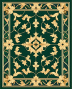 Elegant Gold Floral Vines Rug
