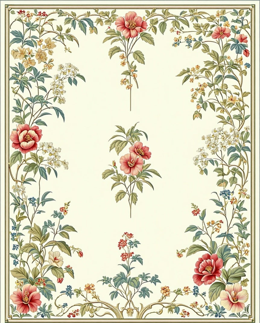 Vintage Floral Vine Pattern Rug