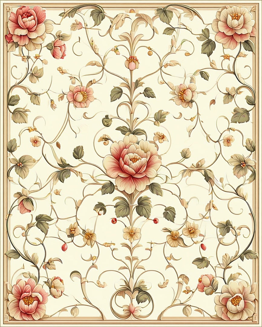 Vintage Floral Vine Pattern Rug