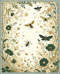 Whimsical Bees and Flowers Garden Design Rug