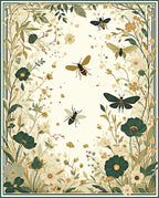 Whimsical Bees and Flowers Garden Design Rug