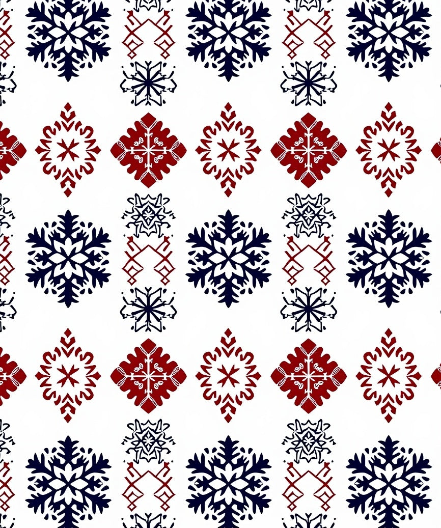 Deep Blue Crimson Snowflake Medallions Rug