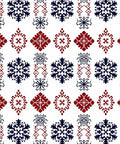 Deep Blue Crimson Snowflake Medallions Rug
