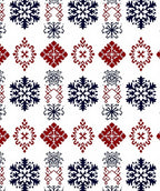 Deep Blue Crimson Snowflake Medallions Rug