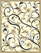 Ornate Floral Vine Design Rug