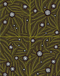 Golden Fern Swirl White Flower Rug