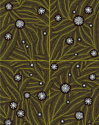 Golden Fern Swirl White Flower Rug