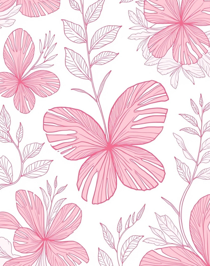 Pink Floral Sketchy Pattern Design Rug