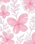 Pink Floral Sketchy Pattern Design Rug