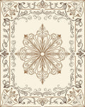 Elegant Floral Swirl Frame Design Rug