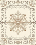 Elegant Floral Swirl Frame Design Rug