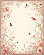 Floral Insect Pattern Cream Rug