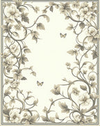Vintage Floral Vine With 2 Butterflies Rug