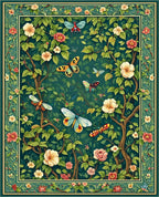 Enchanting Garden Butterfly Floral Pattern Rug