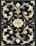 Ornate Floral Scroll Motif Rug