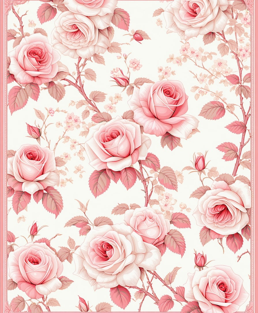 Vintage Rose Floral Pattern Design Rug
