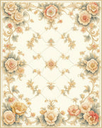 Floral Vine Lattice Pattern Rug