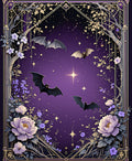 Whimsical Bats Floral Night Sky Rug