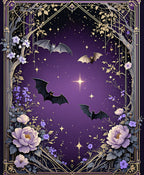 Whimsical Bats Floral Night Sky Rug