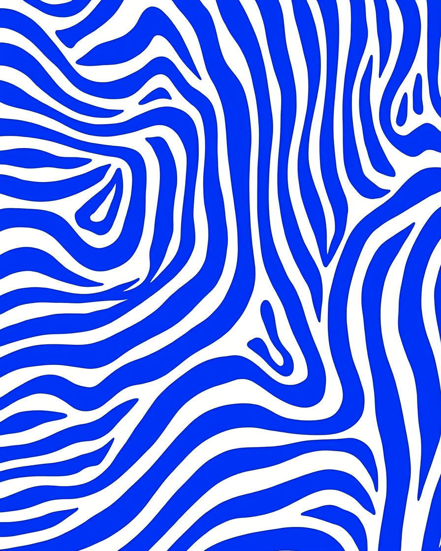 Bold Blue Zebra-Striped Design Rug
