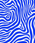 Bold Blue Zebra-Striped Design Rug