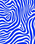 Bold Blue Zebra-Striped Design Rug