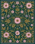 Pink Floral Botanical Pattern Rug