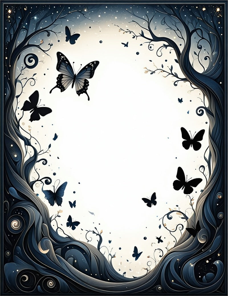 Night Sky Butterfly Swirl Design Rug