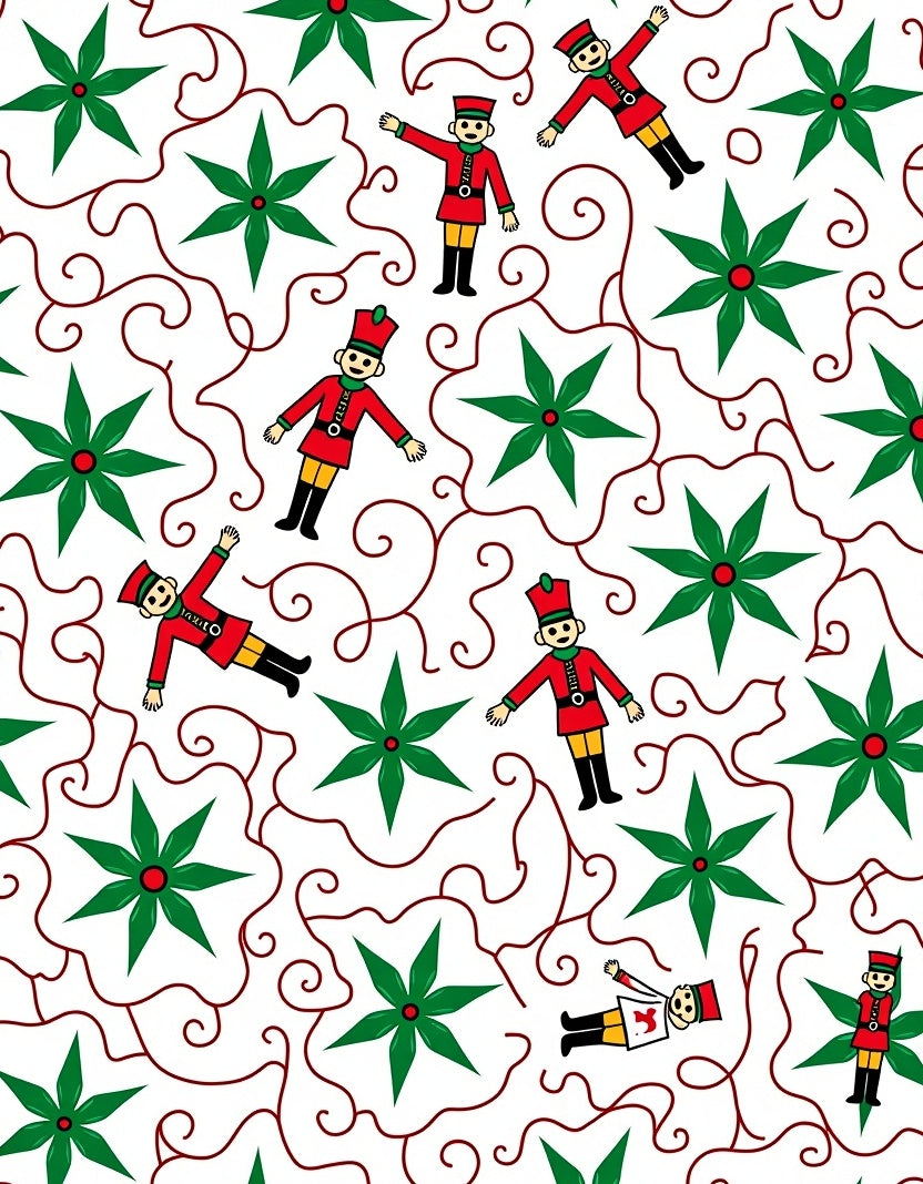 Whimsical Toy Soldier Poinsettia Swirls Rug