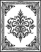 Black White Ornate Floral Swirls Design Rug