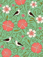 Whimsical Floral Birds Pattern Rug