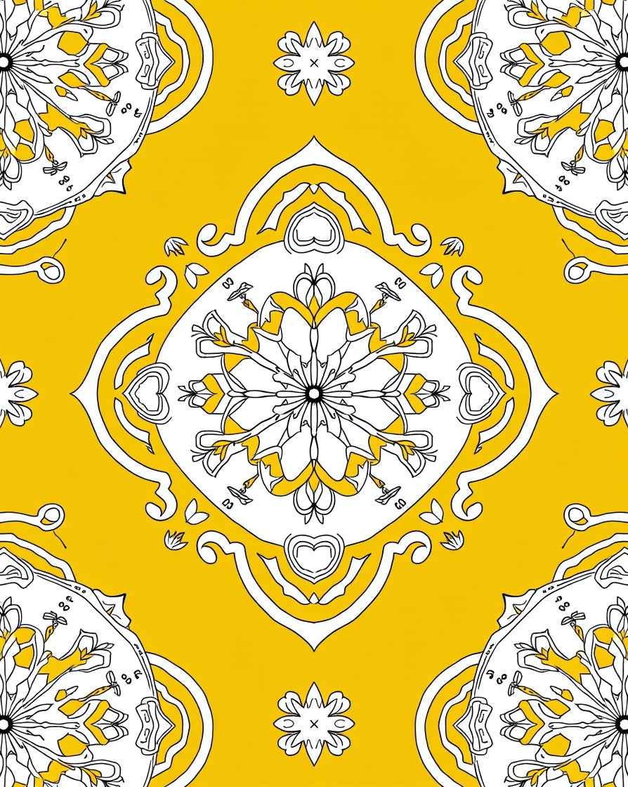 Bright Yellow Mandala Pattern Design Rug