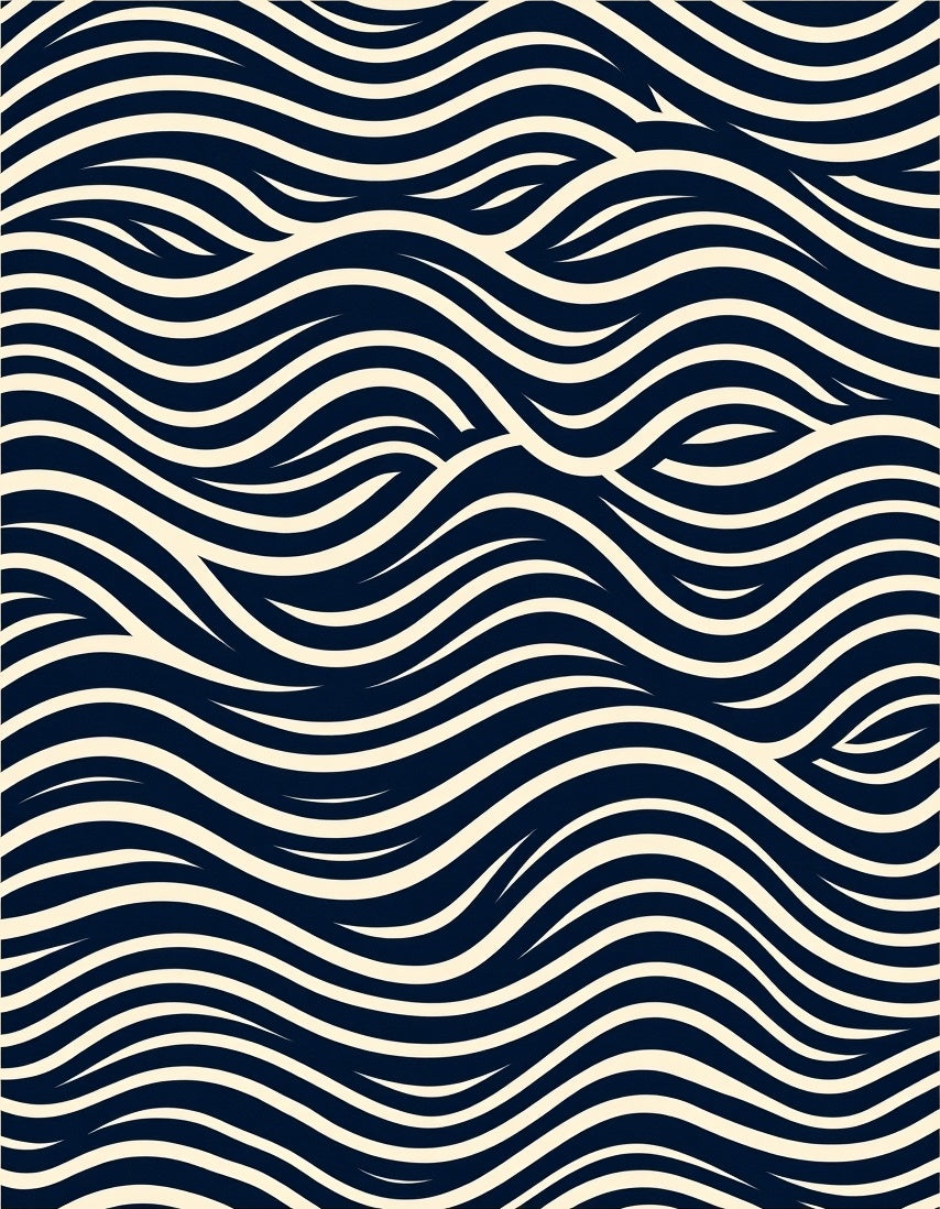 Abstract Wave Patterned Contrast Rug