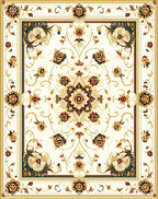 Ornate Floral Scroll Panel Design Rug