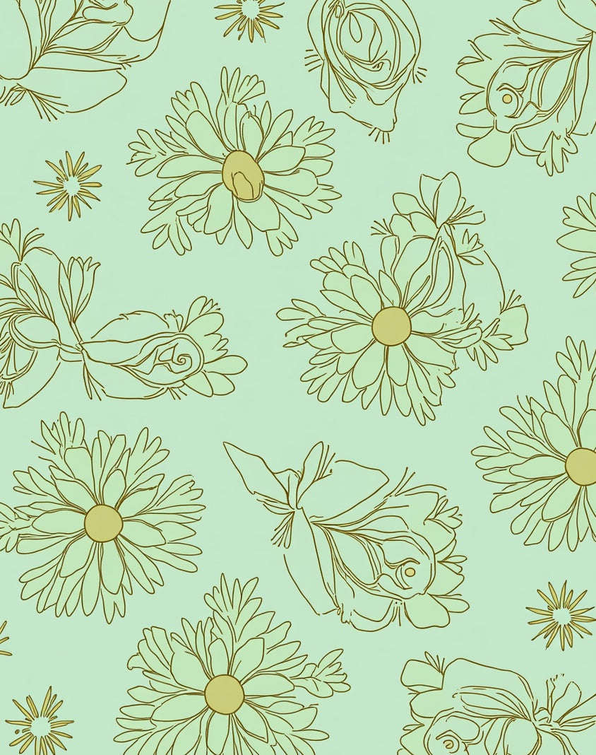 Retro Floral Outline Pattern Rug