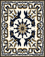Intricate Regal Floral Patterned Design Rug