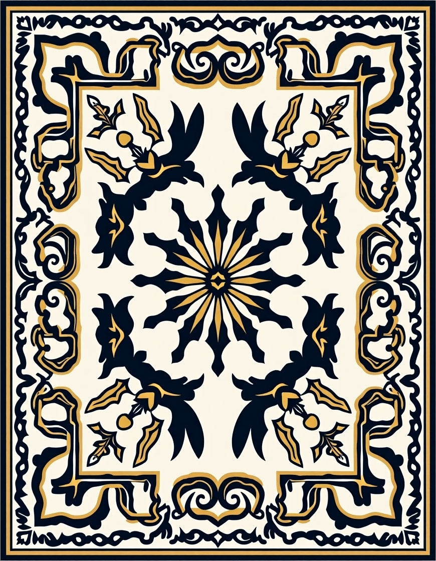 Intricate Regal Floral Patterned Design Rug